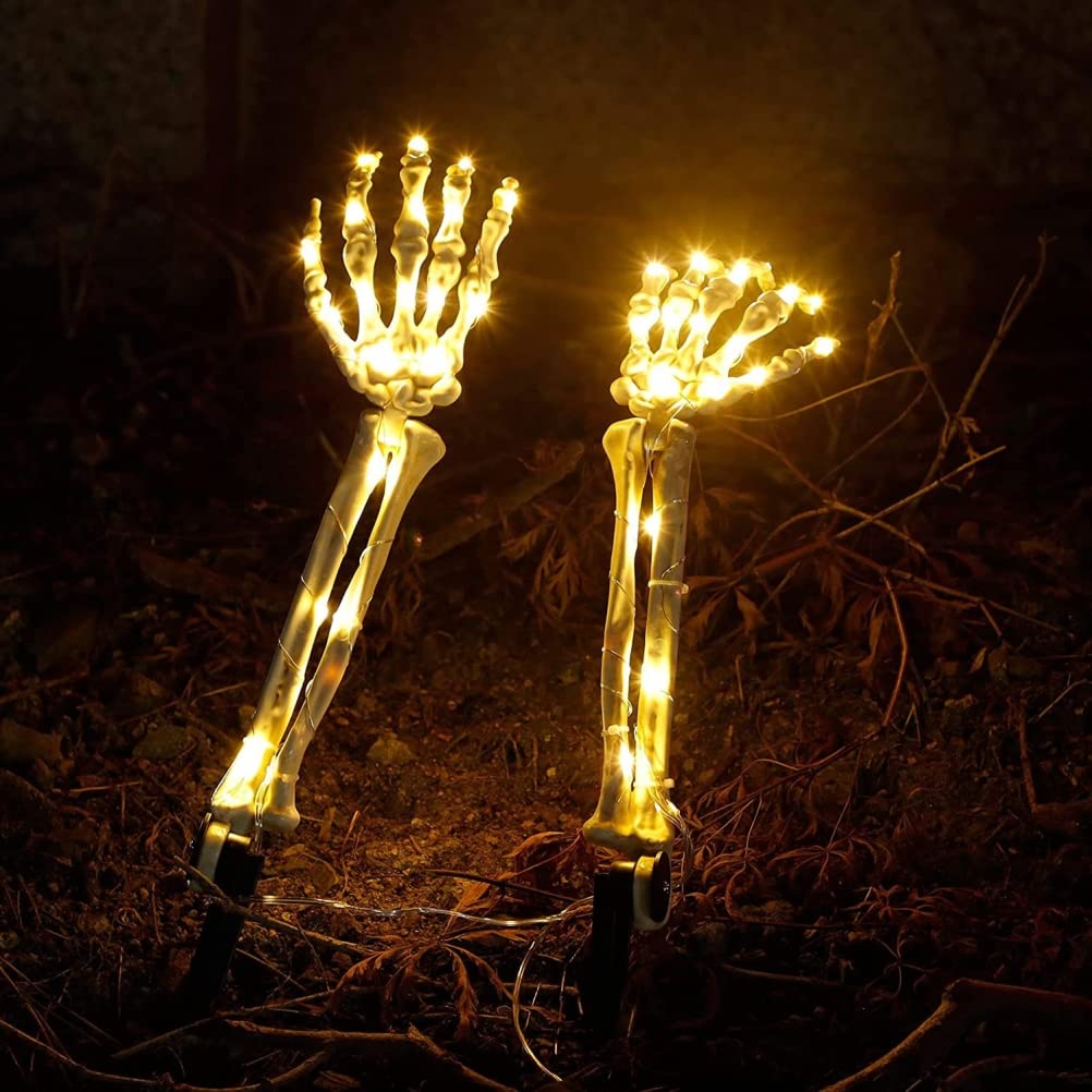 Mano de esqueleto de Halloween, estacas de brazo de esqueleto iluminadas de Halloween, fiesta de Halloween, patio de casa, arte, accesorios para interiores y exteriores, decoraciones little surprise