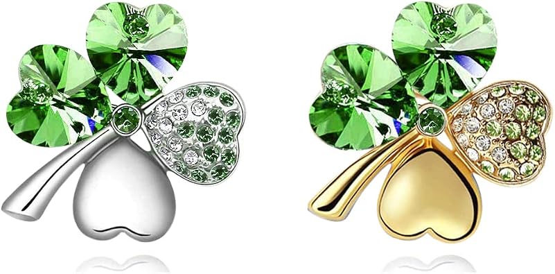 XGALBLA 2 Pcs Shamrock Clover Brooch Pins, St.Patricks Day Costume Accessory Decorations