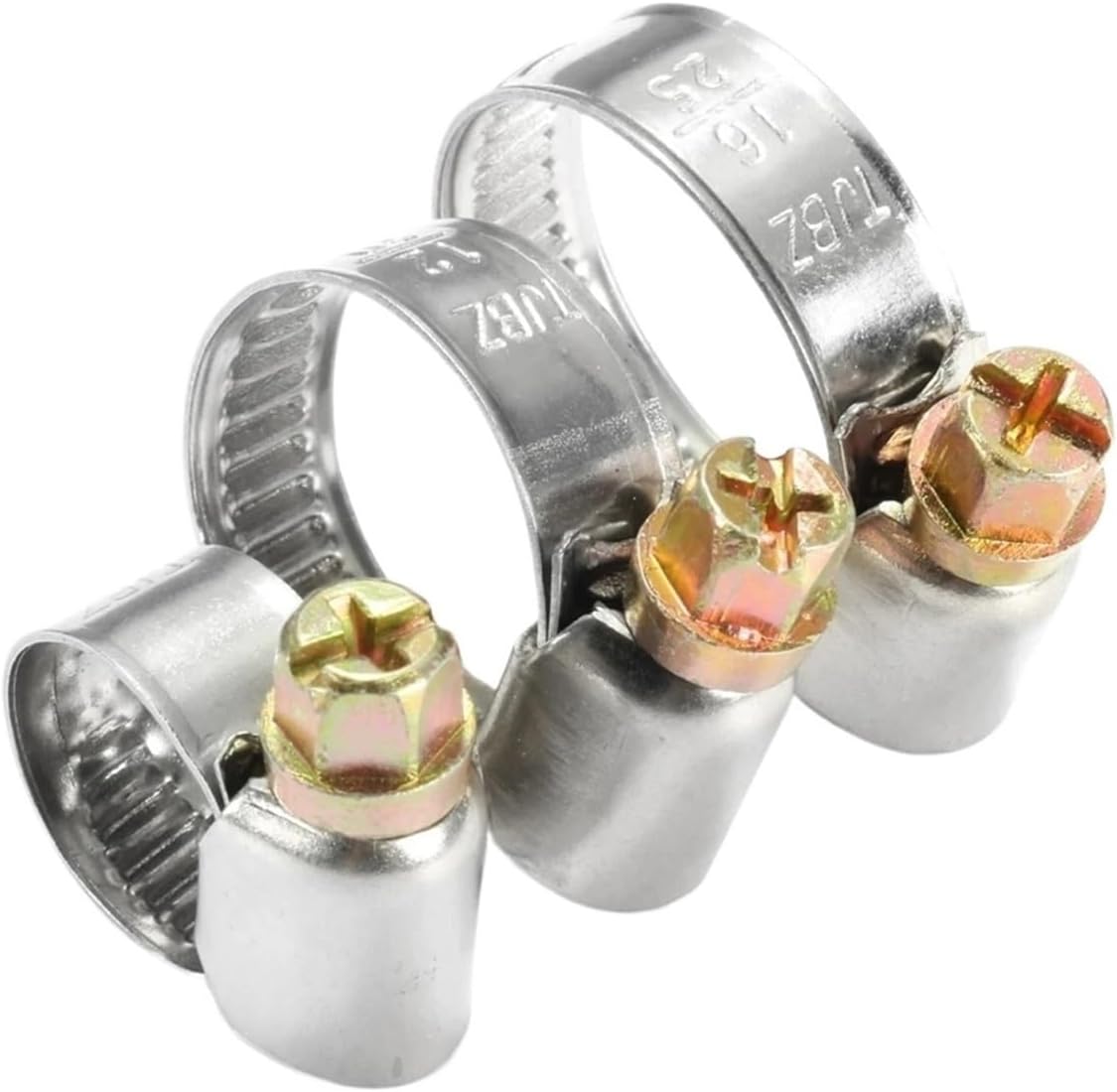 50Pcs Pipe Clamps Stainless Steel Hose Clips Car Fuel Tube Worm Drive Anti-oxidation(40-60mm)