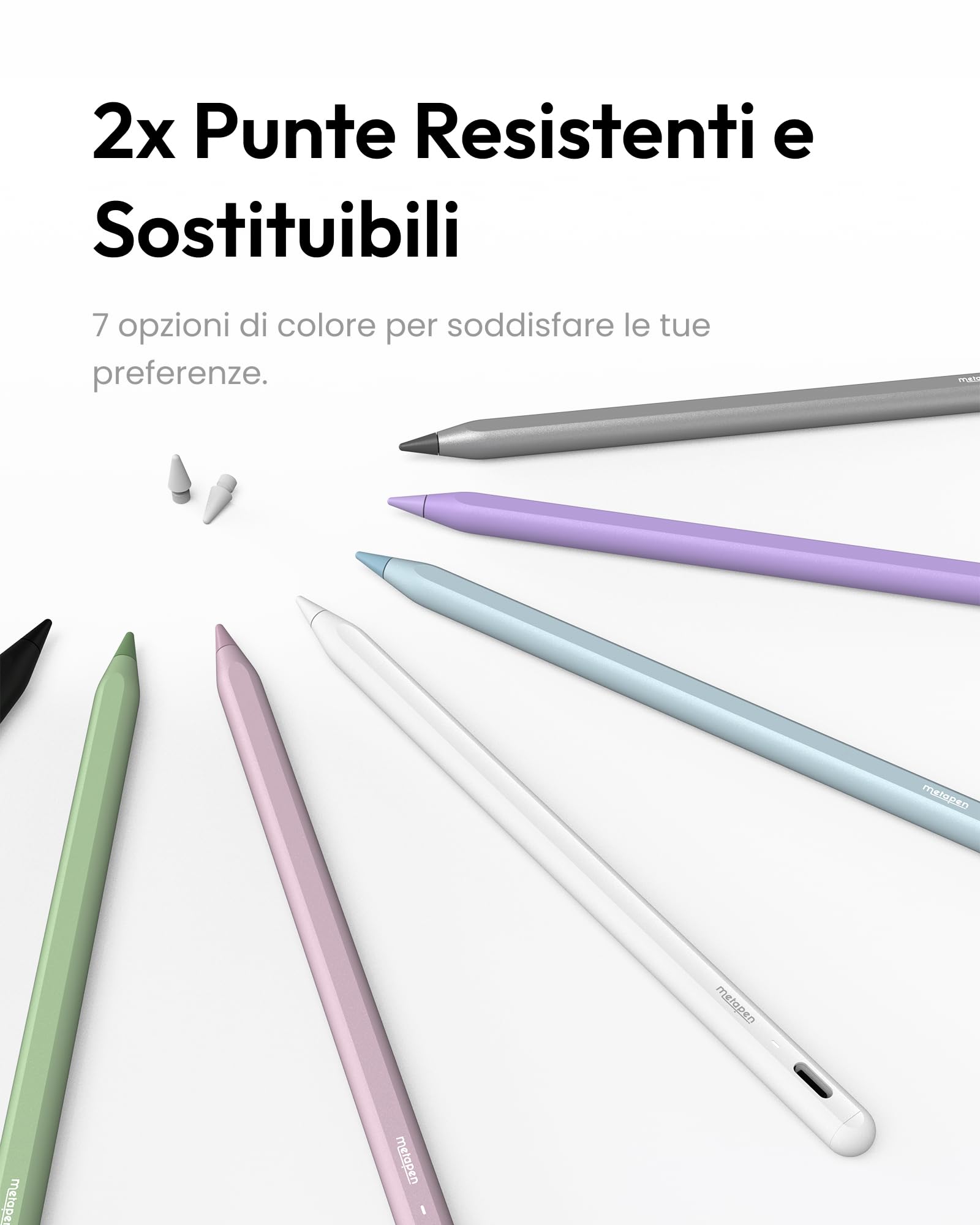 Metapen Penna A8 Compatibile con Apple iPad 2018-2025,Ricarica Rapida,Sensibile all'Inclinazione & Rifiuto del Palmo,Stylus Penicl per ipad 11 A16/10/9/8/7/6,Pro 11/12.9,Air 3/4/5/M2/M3,Mini 5/6 (Blu)