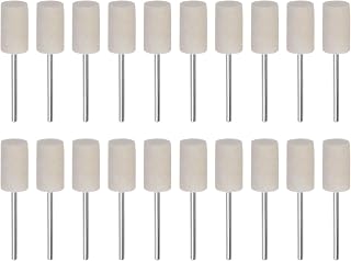 20pcs Wool Felt Mounted Mandrel Points 10mm Head 1/10 Inch Shank Cylinder Polishing Bits Burrs Felt Polishing Buffing Wheel for Rotary Tool