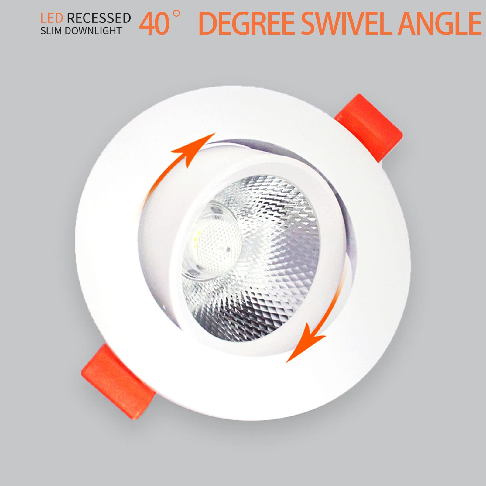 Focos Empotrables LED, 3 Pack 7W LED Empotrable Techo Redondo, 650LM, 6500K Blanco Frío, No Regulable, AC 220-240V Downlight Redondo Extraplano, Ángulo Rotable 40°
