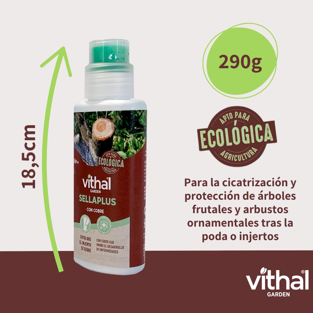 VITHAL Pasta Cicatrizante Sellaplus 290g - Protege y Cicatriza Árboles Frutales y Arbustos Tras Poda e Injertos, Protección Contra Heridas y Daños Climáticos
