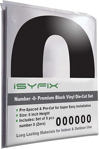 Vista 46 de iSYFIX Calcomanías de vinilo negro número 4 (cuatro) - 6 paquetes de 10 pulgadas autoadhesivas - Calcomanía troquelada y preespaciada para buzón, 4