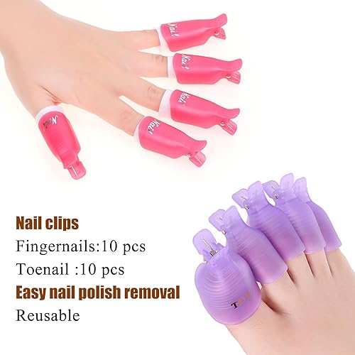 Miniatura 2 de Kit de removedor de esmalte de uñas de gel, clips de uñas para eliminación de esmalte, almohadillas para quitar uñas, pelador de cutículas, lima de
