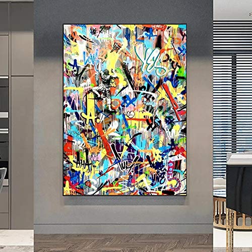 Art graffiti abstrait pour salon moderne et décoration murale chambre ado