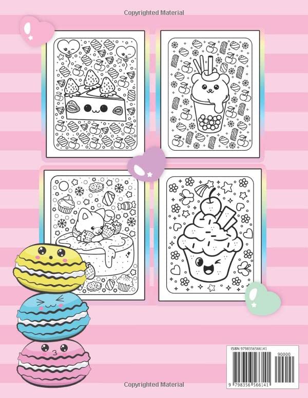 Kawaii Sweets And Desserts Coloring Book: Sweet Coloring Book With Relaxing and Simple Cute Kawaii Food Japanese Snacks, Dessert, Cake, Sweets and Treats Acitivity Notebook for Kids and Adults image 3