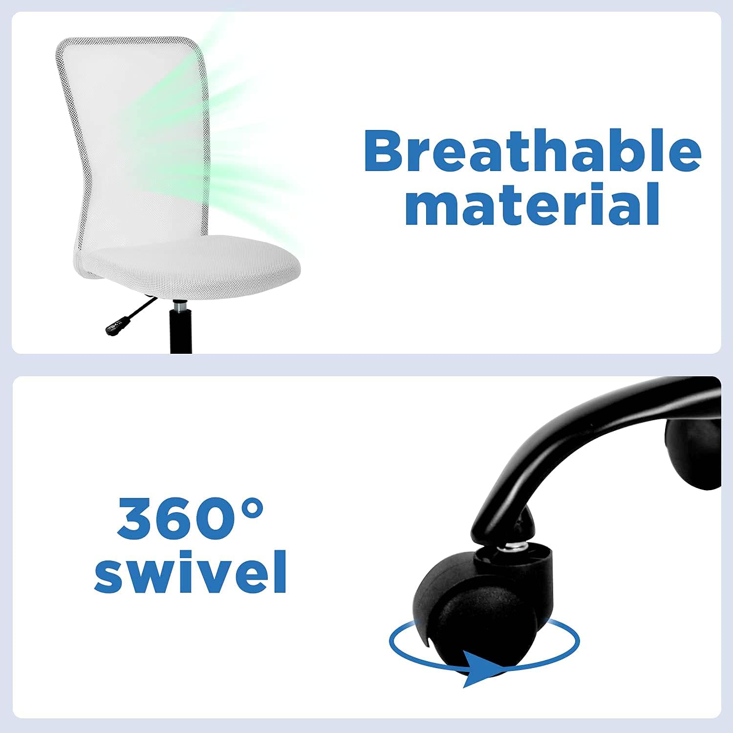 HHS Ergonomic Office Chair Desk Chair Mesh Computer Chair Back Support Modern Executive Mid Back Rolling Swivel Chair for Women, Men (White), 21.26 x 16.54 x 40.55 inches
