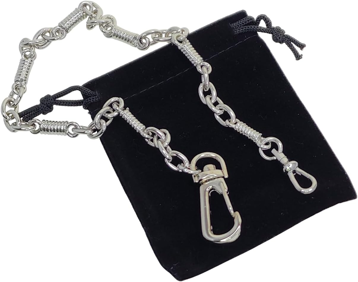 Pocket Watch Chain Albert Chain Silver Color Big Thick Heavy Figaro 14 Inches Curb Link Chain with Large Lobster Clasp Swivel Clasp FC11