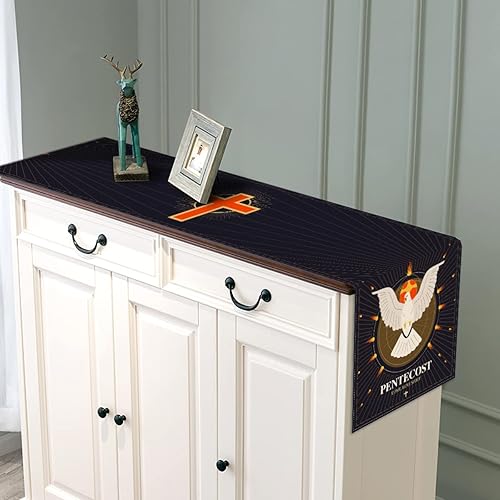 Miniatura 5 de Sunwer Camino de mesa de Pentecostés con espíritu santo cristiano para fiestas, decoración de mesa, decoración del hogar, cocina, comedor, 13 x 72