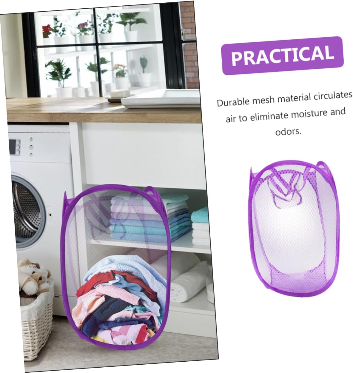 Cabilock 2pcs Foldable Mesh Laundry Hamper Capacity Laundry Basket for Home Portable Collapsible Clothes Storage Bin Drying Storage Organizer