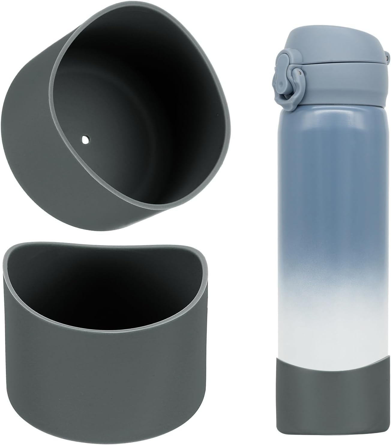 2Pcs Silicone Water Bottle Boot, Silicone Cup Protector, Anti-Slip Protective Sleeve Bottom Accessory for Stainless Steel Water Bottles,Dark Gray