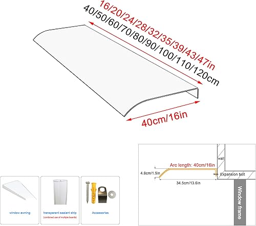 Miniatura 9 de Lámina de policarbonato de una pieza con protección UV y lluvia y nieve, para puerta delantera al aire libre, patio, toldo invisible para ventana,