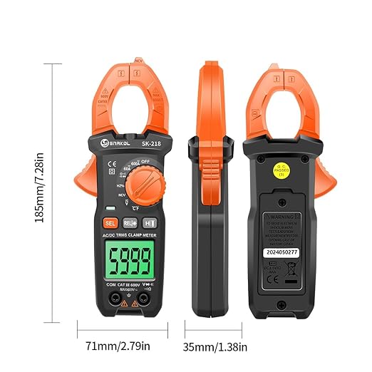 Pinza amperimétrica digital 600A 5999 cuentas True RMS AC DC con detección NCV miniatura 6
