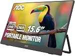 AOC 15.6 Inch Portable Monitor, FHD 1080p IPS Display, USB-C, Mini HDMI, Built in Speaker, Kickstand, Travel Monitor, Compatible with Laptops, MacBook and Gaming Console, 16T30
