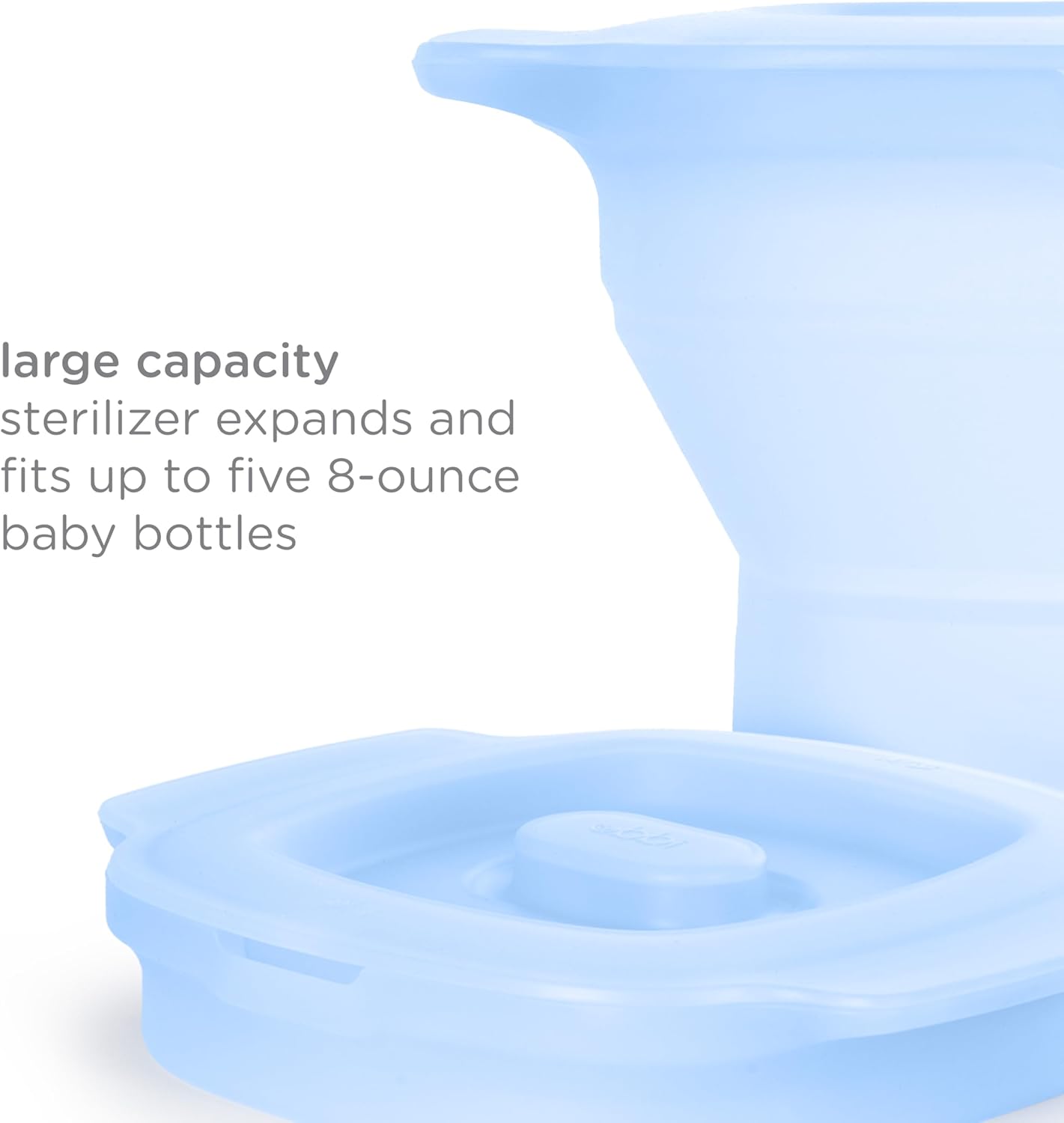Ubbi Collapsible Microwave Steam Sterilizer for Baby Bottles, Breast Pump Accessories & Pacifiers, Reusable Silicone Steam Bag for Travel or Home Use, Fits Up to 5 Baby Bottles, Blue