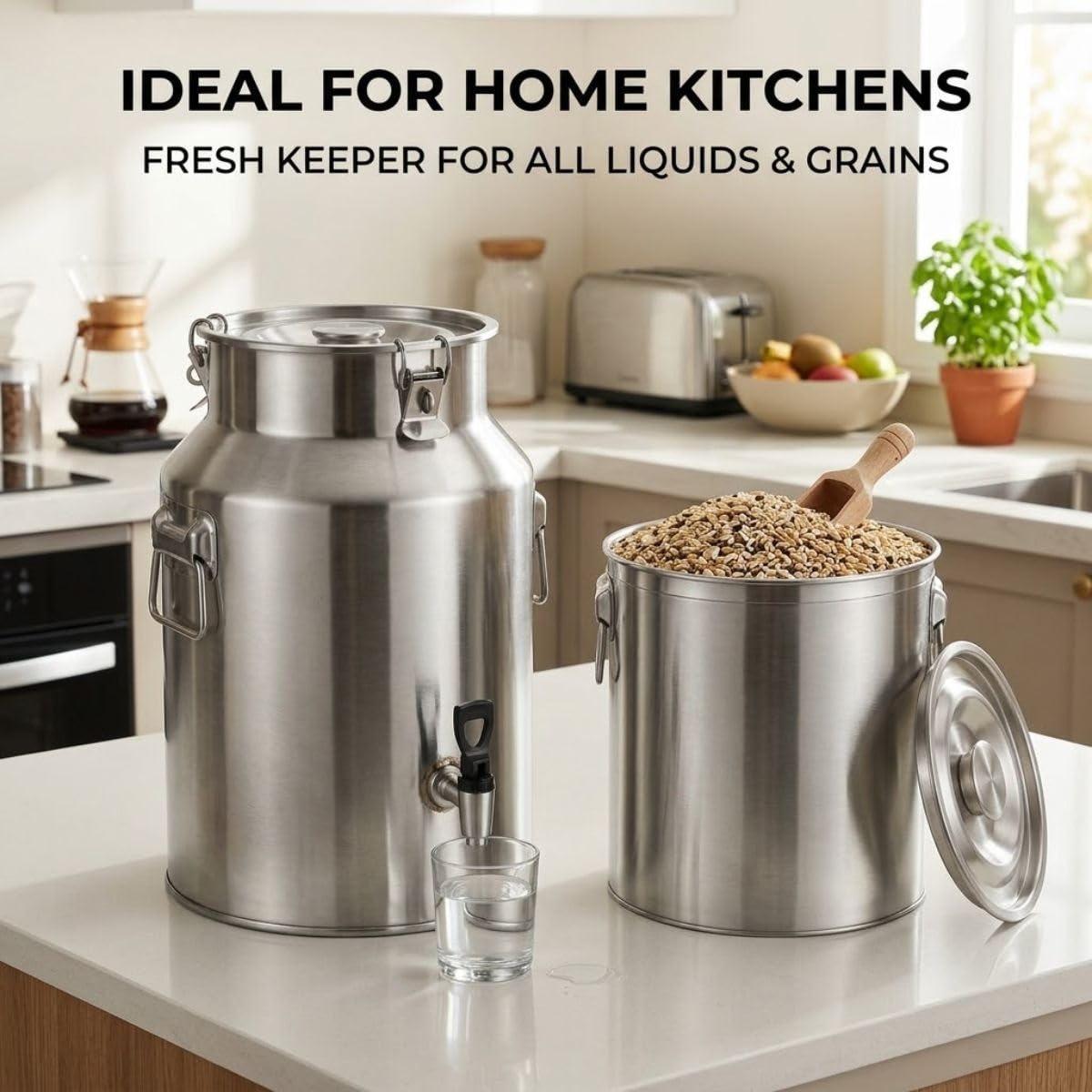 Secchio per Latte in Acciaio Inox 201 con Rubinetto Contenitore per Latte