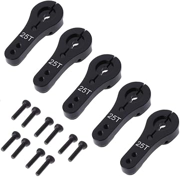 5 Pack ShareGoo 25T الألومنيوم المؤازر قرون M3 خيوط ذراع التوجيه المعدني لشاحنة RC عربة عربات التي تجرها الدواب - أسود