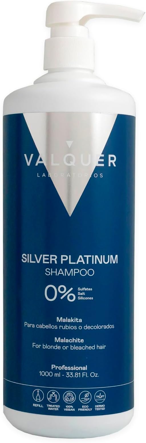 VALQUER Silver Platinum Purple Shampoo | Neutralizes Yellow and Brassy Tones in Blonde, Bleached & Light Hair | Maintains Color & Brightness | With Malachite Extract & Vitamins | 1L