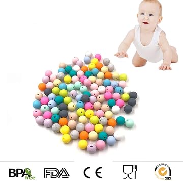 100pcs Silicone Pearl Focal Beads for Pen 15mm Loose Silicone Round Beads for Keychain Woman lanyards Craft Jewelry Making Accessory