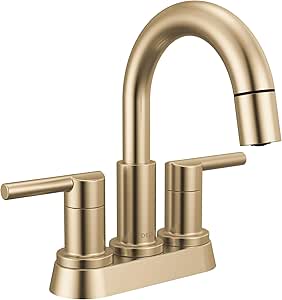 Delta Nicoli Centerset Brushed Gold Bathroom Faucet with Sprayer, 4 ...