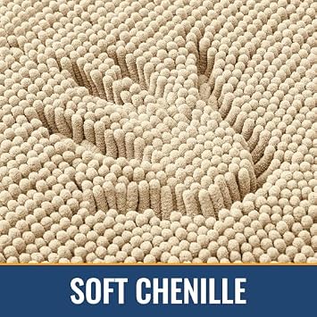 Arotive Chenille Bathroom Rugs and Bathroom Toilet Rugs U Shaped, Beige, 30 x 20 + 24 x 20 U, 2 Item Bundle