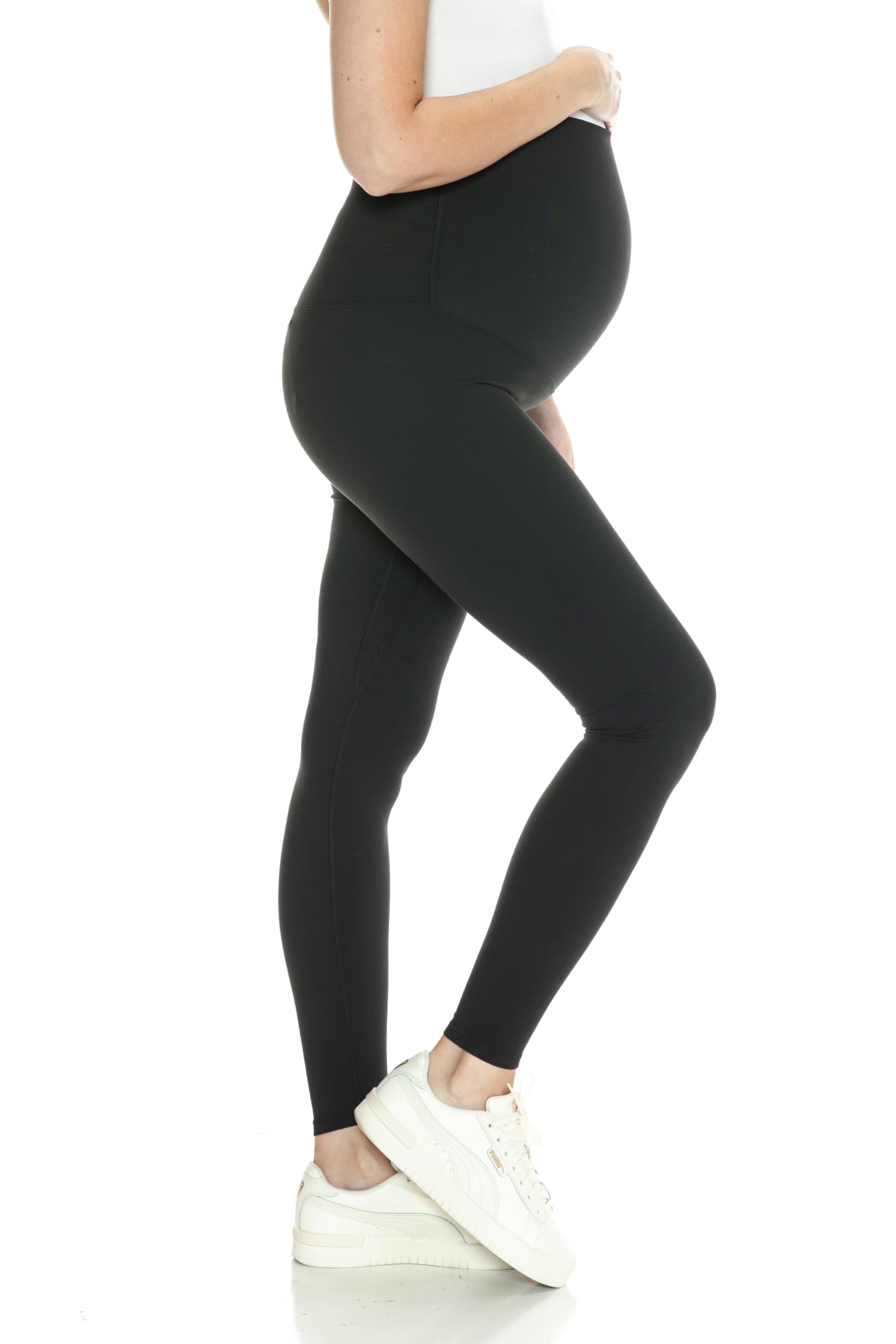 Leggings Depot Fabluxe - Leggings de maternidad para mujer, pantalones de yoga para embarazo, ultra suaves, leggings de entrenamiento, Negro -, Medium