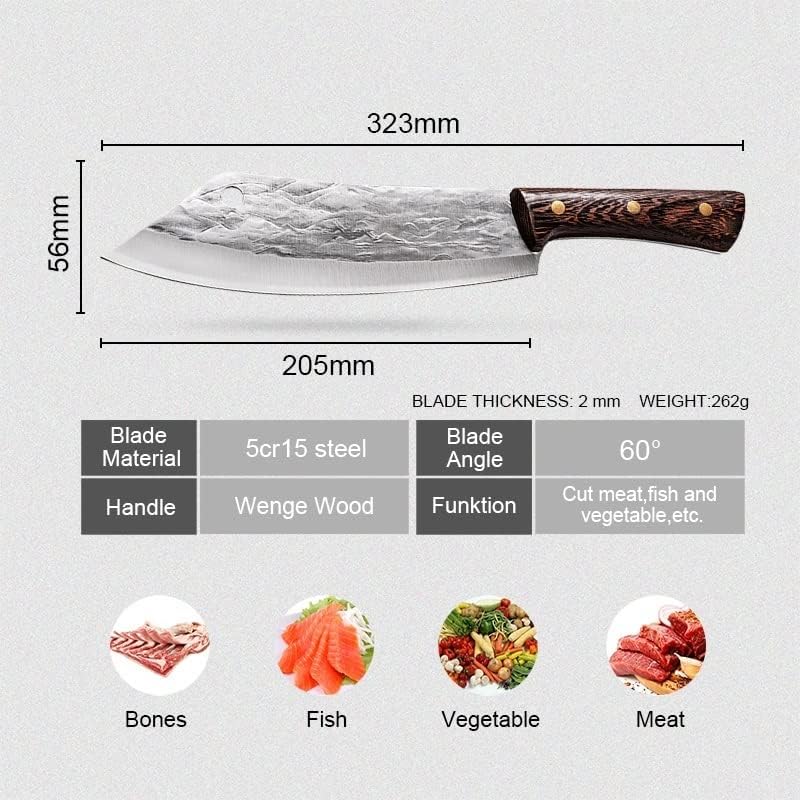 Meat Cleaver,Cleaver Knife, Hand Forged Meat Cleaver Kitchen Knife Butcher Knife Meat Cleaver Chef Boning Knife Serbia Outdoor Knife