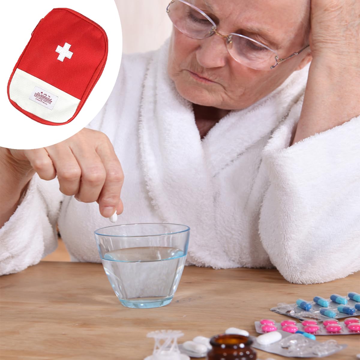 Mini Botiquín de Primeros Auxilios,Bolsa de Primeros Auxilios,Bolsa Médica Vacio,Primeros Auxilios Portátil Bolsa,Botiquín Médico Vacío,Botiquin de Primeros Auxilios Vacía,(Rojo)