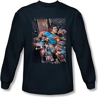 Hombres de Acción Comics # 1 Camisa de manga larga en color azul marino, XX-Large, Navy