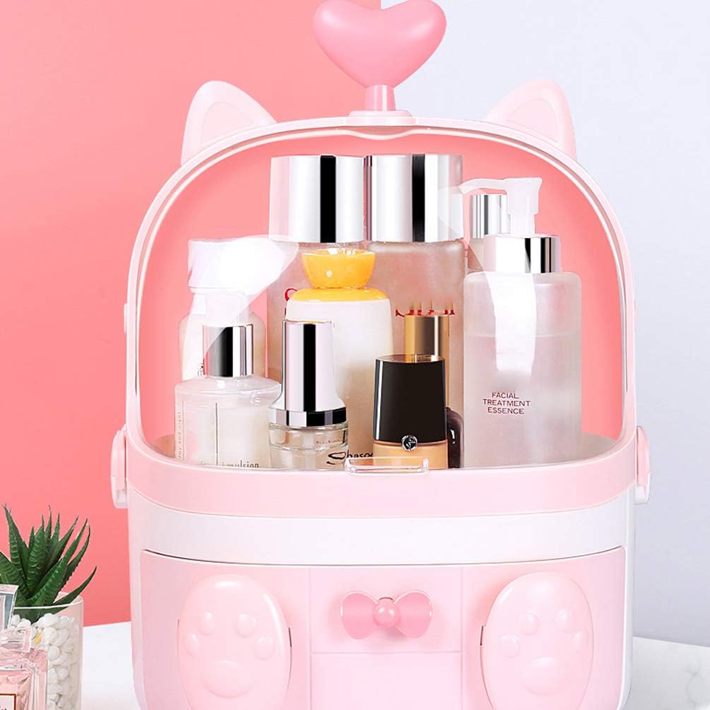 Bathroom Cosmetics Storage Box,Waterproof and Dustproof Makeup Organizer,Skin Care Jewelry Storage Drawer,Large Capacity Can Help You to Save A Lot of Space,Pink (Blue)(Pink) (Blue) image 2
