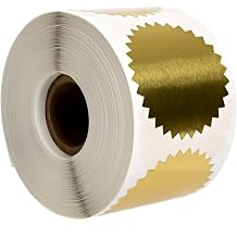 Shiny Gold Foil Starburst Seal Stickers / 500 Sun Star Shape Blank Gold Embossing Labels / 2" Envelope Seals for Embossers/Made in The USA