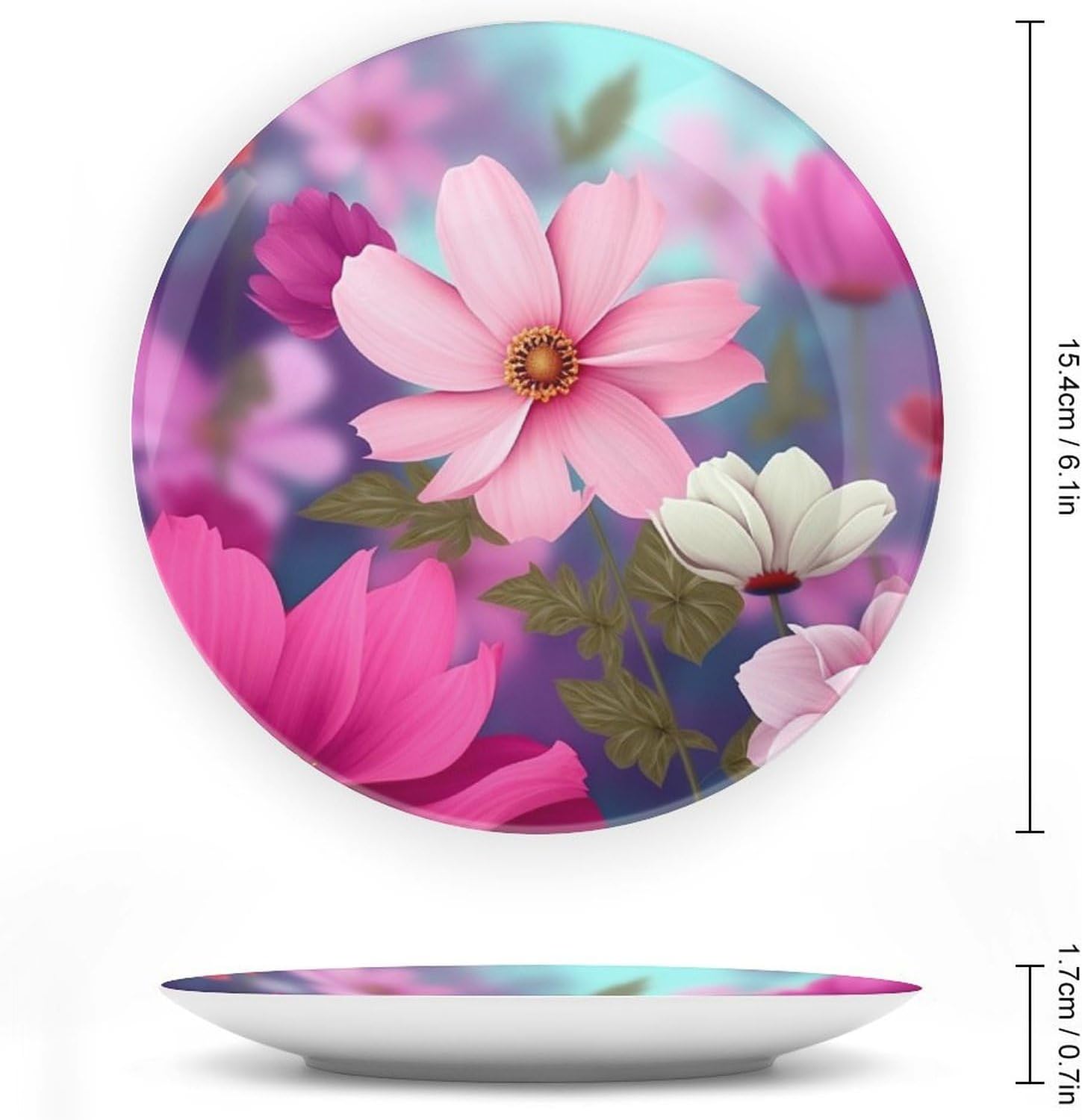 Pretty Flowers Ceramic Decorative Plate for Home, Bone China Plates image 2