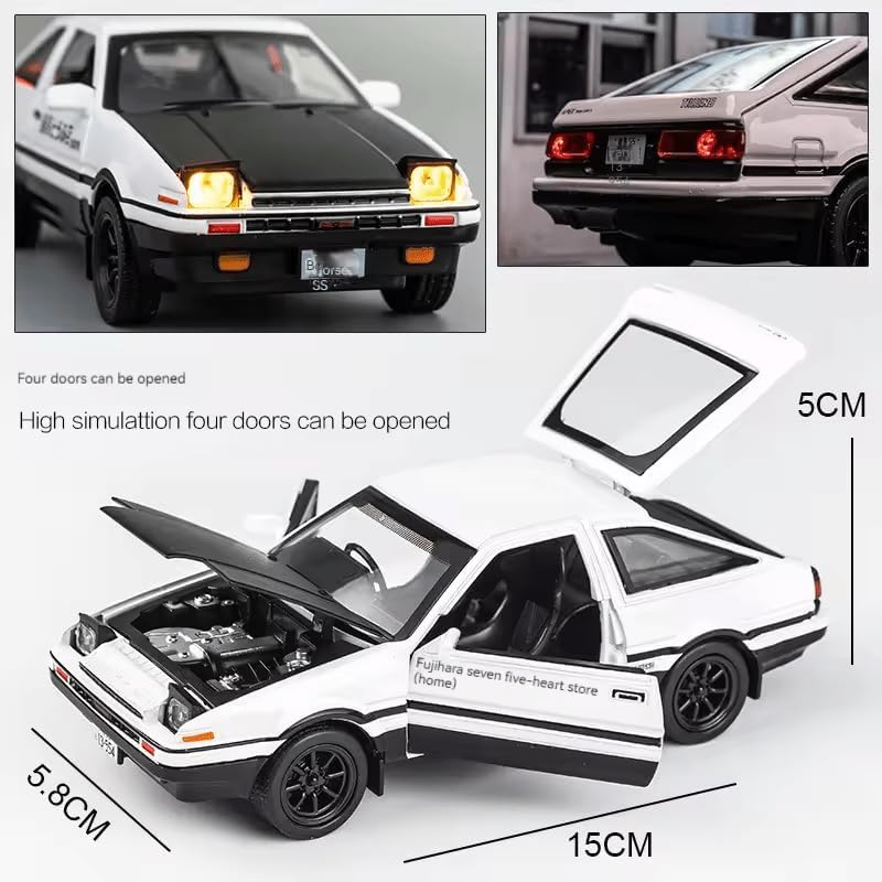 Image of Exclusive Alloy Metal Pull Back Die-Cast Car Diecast Metal Pullback Toy Car with Openable 6 Doors,Light Music Boys Gifts Toys (1:32 AE86-Multicolor)