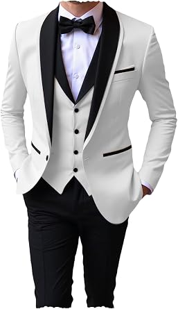 Mens Slim Fit 3 Piece Suit Business Black Lapel Shawl Groom Wedding Prom Tuxedo Suit