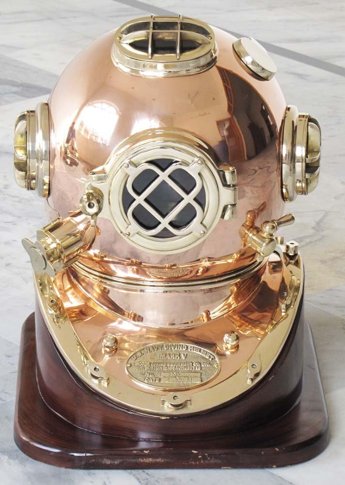 Nautical Solid Shiny Brass & Copper Divers Diving Helmet Us Navy Mark V Helmet