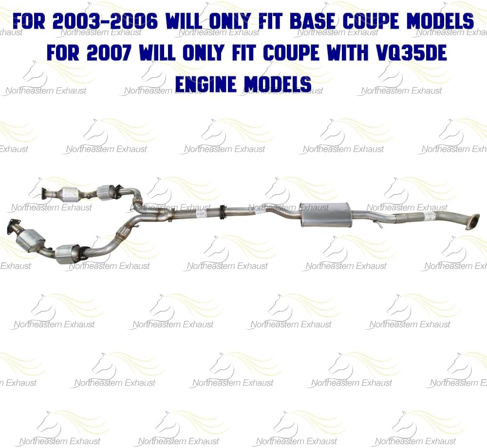 Northeastern Exhaust EPA-Approved Pair of Catalytic Flex Y-Pipe Resonator Muffler Kit Compatible for 2003-2007 INFINITI G35 3.5L, Free Clamp, Gaskets, Hangers, Bolts and Nuts Included