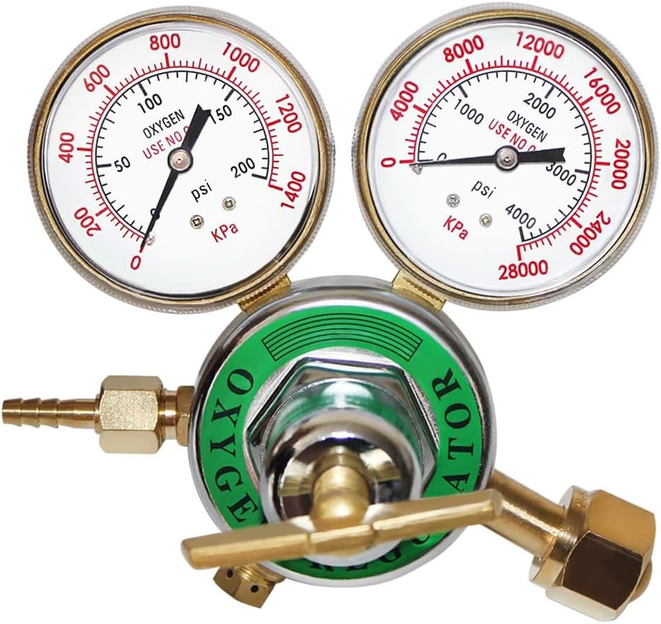 Heavy Duty Oxygen Regulator, CGA 540 Inlet Connection Welding Oxygen Tank Regulator, Outlet 0-200 PSI, Inlet 0-4000 PSI