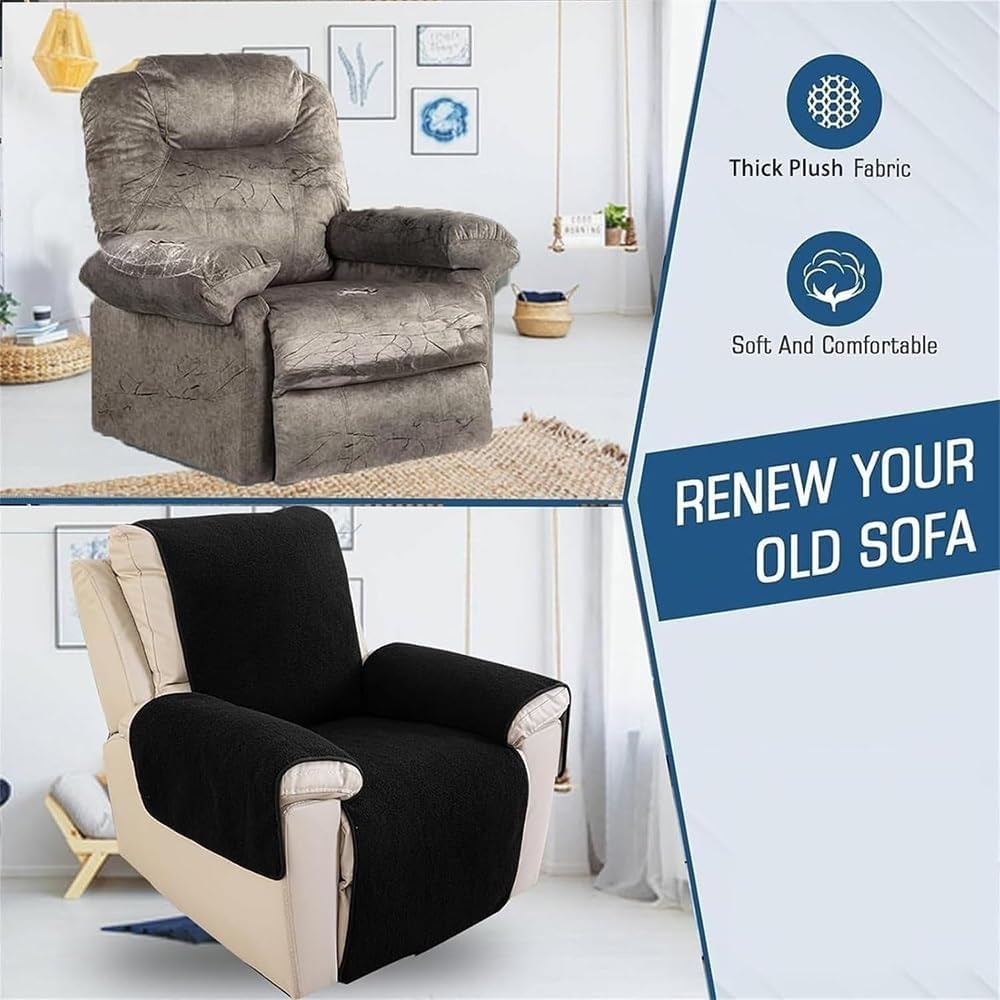 Relaxsessel Abdeckung Schwarz Für Liegesessel Schonbezüge Sofa Armlehnen Bezug Kopfschutz Couch Armbezug Sesselbezüge Groß Gartenstühle Überzug Für Ohrensessel(Deep Black,30 * 91 Inches)
