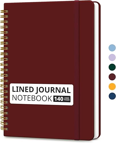 Miniatura 15 de Cuaderno rayado en espiral para mujeres y hombres, 140 páginas, cuaderno de tapa dura con rayas universitarias para trabajo y toma de notas, diarios
