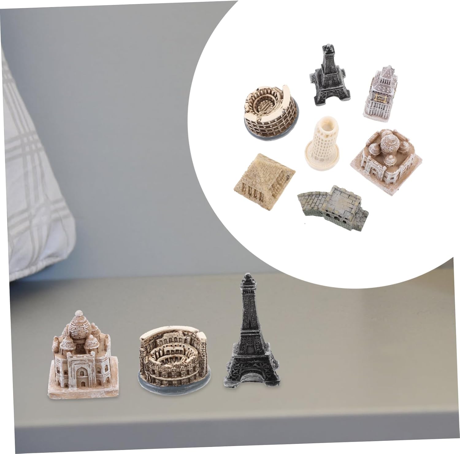 7pcs Famous World Architecture Models Miniature Building of Structures for Home Decor Resin Construction for Elegant Display