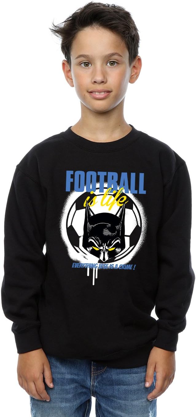 DC Comics Boys Batman Football is Life Sweatshirt Black 9-11 Years