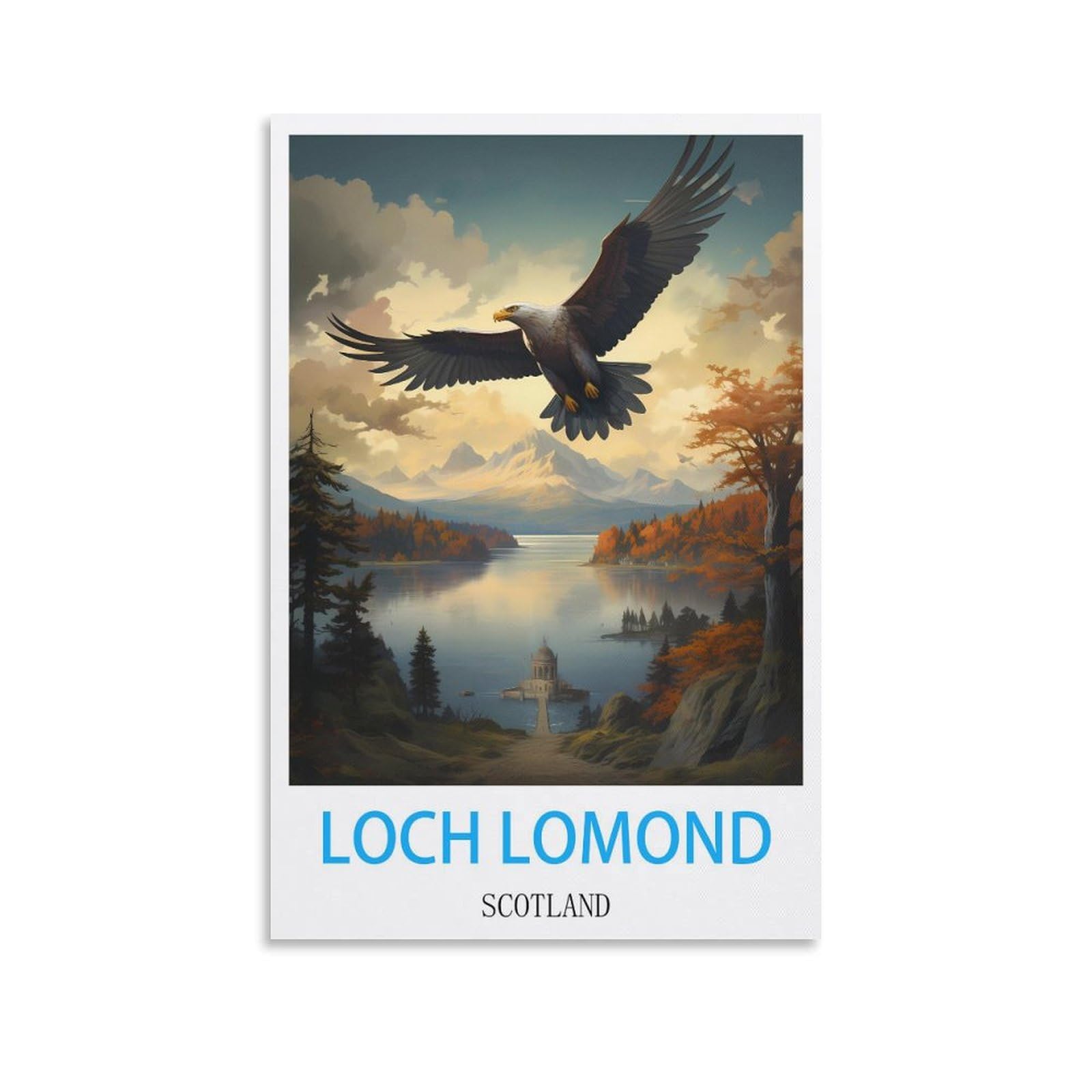 Hwjjuii Unframe-Style Loch Lomond Scotland Vintage Travel Posters 08X12inch(20X30cm) Canvas Wall Posters And Art Picture Print Modern Family Bedroom Decor Posters