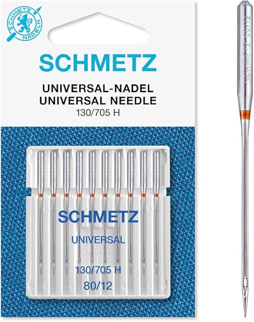 SCHMETZ Domestic Sewing Machine Needles | 10 Universal Needles 130/705 H Needle Size 80/12 | Suitable for a Wide Range of Fabrics | for on All Conventional Household Sewing Machines