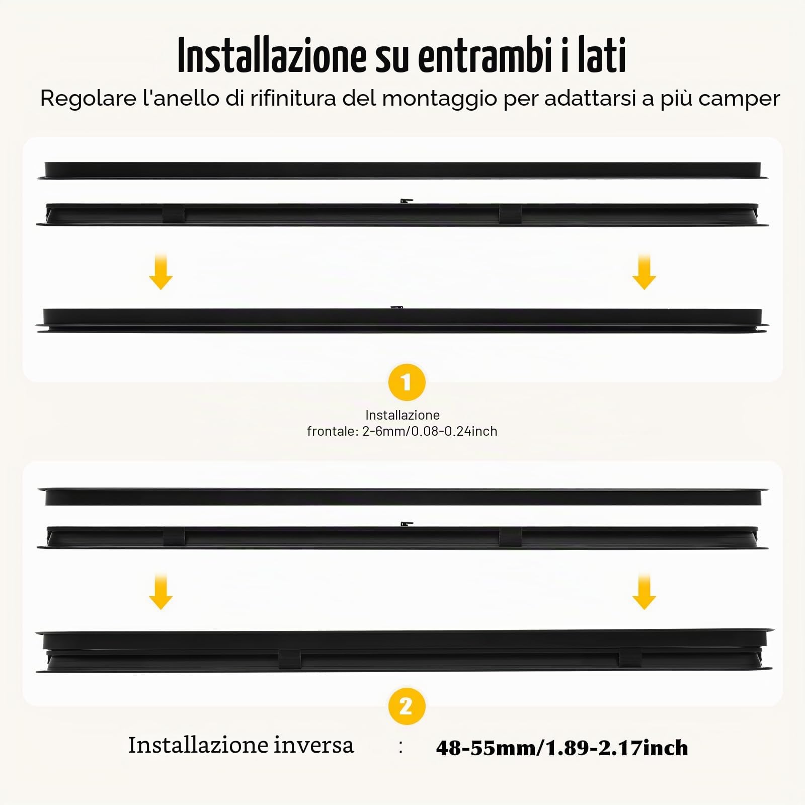Finestra Con Zanzariera, 1000 X 400 Mm, Per Camper, Roulotte, Caravan, In Leggero Alluminio E Vetro Nero Temperato