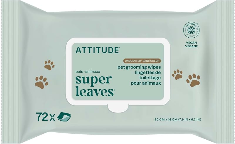 Pet Wipes for Dogs & Cats, 99% Water, EWG Verified, Gentle & Unscented Cleaning Wipes for Paws, Ears, Face & Body, Deodorizing, Safe for Puppies & Kittens, 72 count