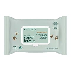 ATTITUDE lingettes de toilettage pour chien et chat, 99 % eau, certifiées EWG, sans parfum, 72 lingettes