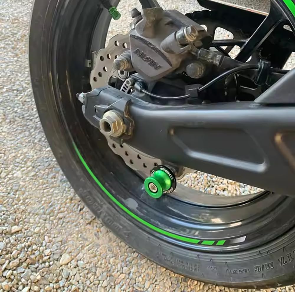 Motorcycle Swing Arm Spools M8 Paddock Slider Stand Bobbins For Z650 RS EX650 Ninja 650KRT 650R Vulcan S 650 VN650 Versys650cc KLE650 2026 2025 2024 Swingarm Spool Accessories (Green)