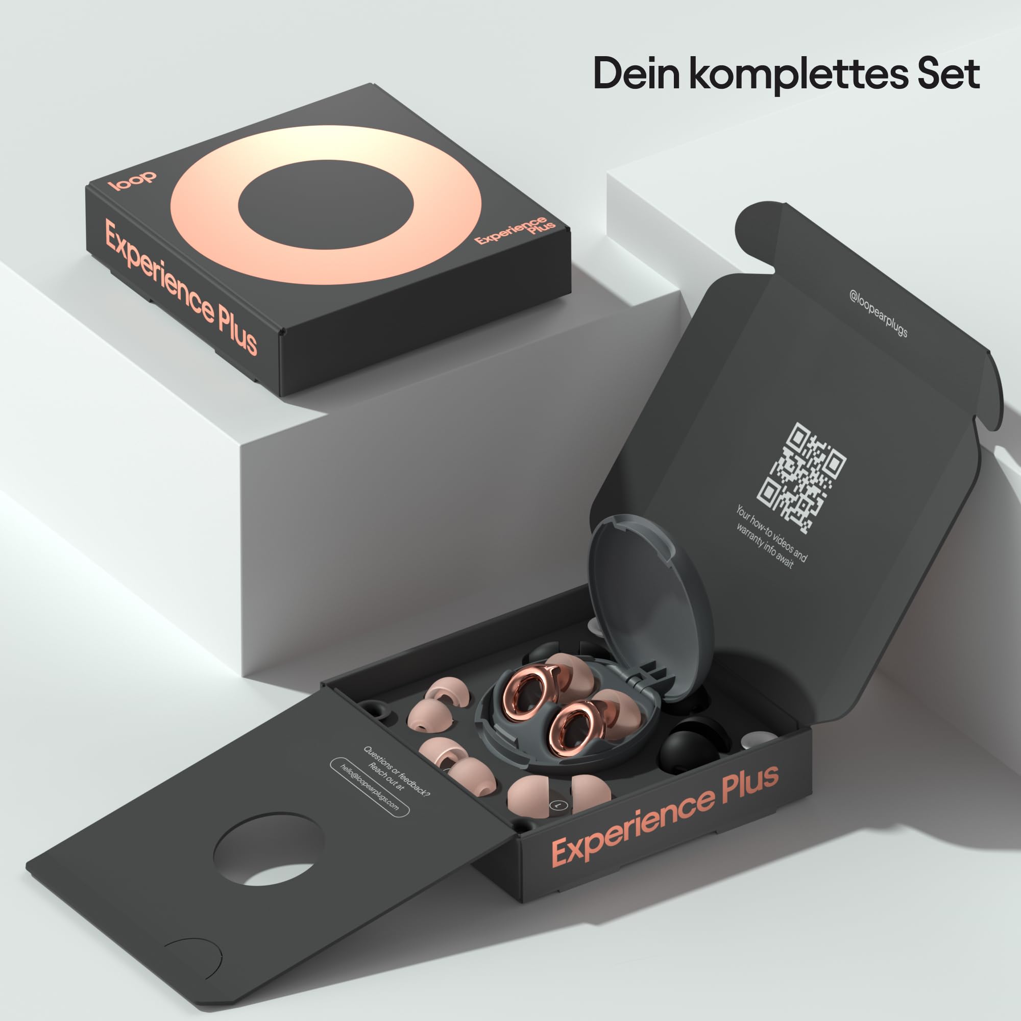 Loop Experience Plus Ohrstöpsel - High Fidelity Gehörschutz für Musiker, DJs, Schlagzeuger, Festivals und Konzerte - 18dB Lärmreduzierung - Earplugs mit Extra Zubehör - Rose Gold