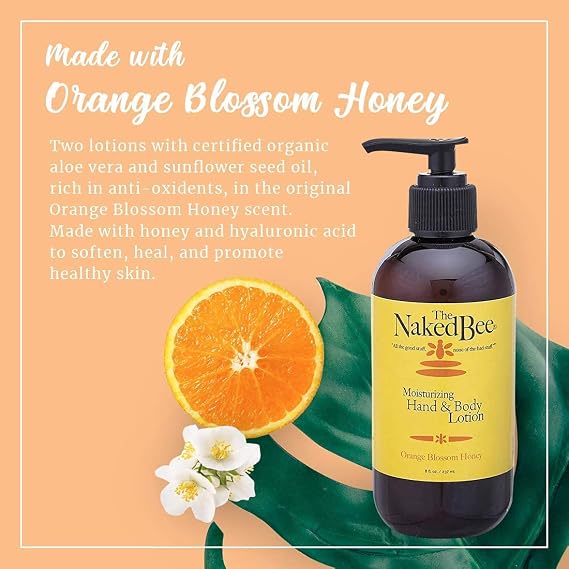 The Naked Bee Orange Blossom Honey Hand & Body Lotion 8oz + Nag Champa Sandalwood & Indian Massala, Moisturizing Lotion + Jasmine & Honey Moisturizing Lotion + Hand & Cuticle Healing Salve